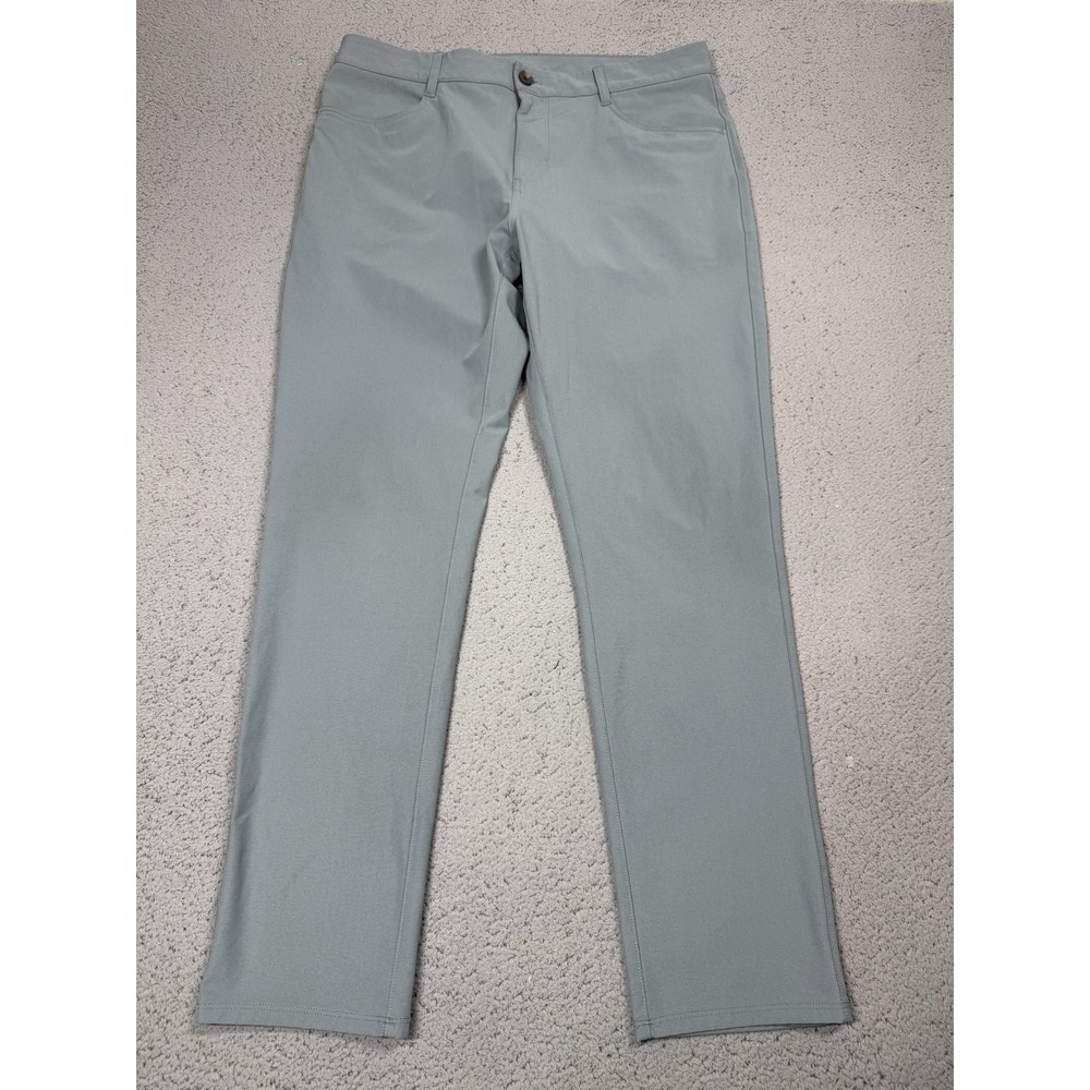 Vuori Pants Meta Mens 34 Gray Woven Khakis Stretch Zip Pocket Casual V430-S